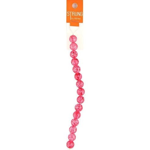 12mm Pink Colour Round Crackle Strung Beads